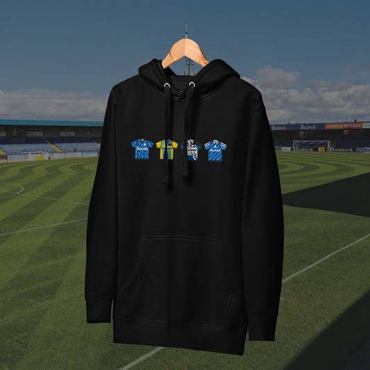 Glenavon Home & Away Retro Kit. Embroidered Hoodie