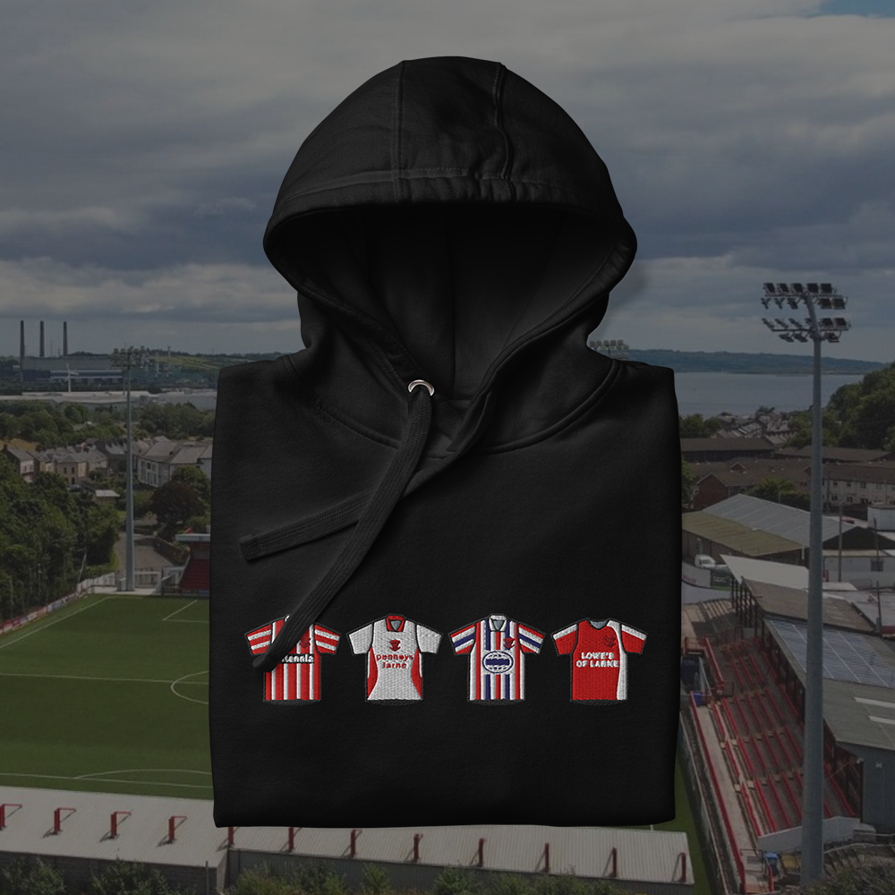 Larne Home & Away Retro Kit Embroidered Hoodie