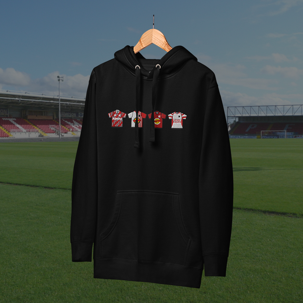 Portadown Home & Away Retro Kits. Embroidered Hoodie