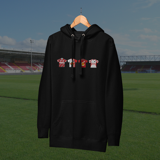 Portadown Home & Away Retro Kits. Embroidered Hoodie