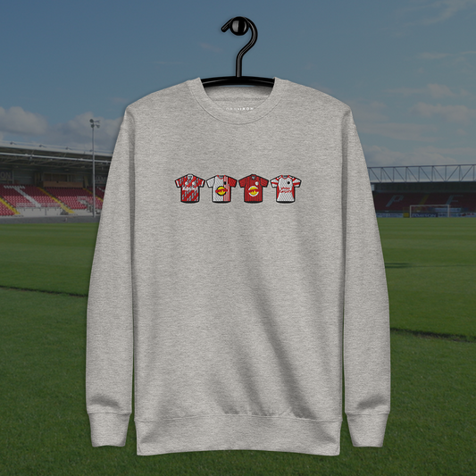 Portadown Home & Away Retro Kits. Embroidered Sweatshirt