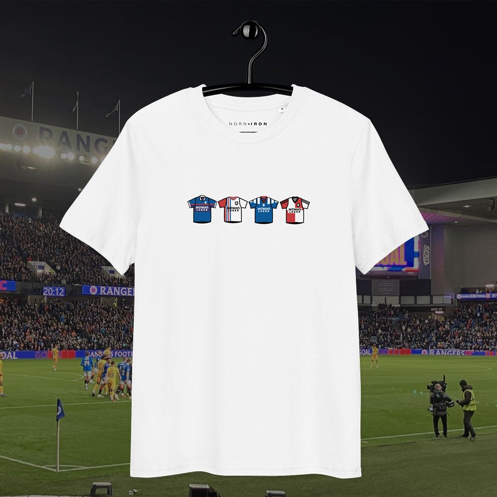 Glasgow Rangers Retro Kit. Printed T-Shirt