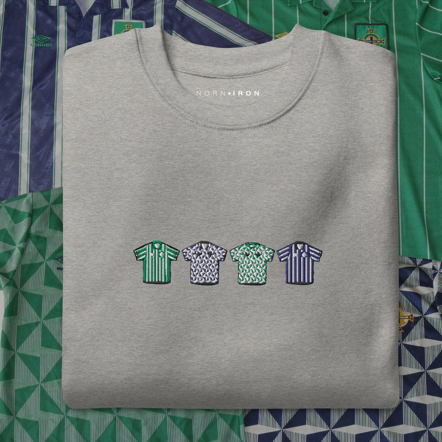Northern Ireland Classic Shirts. Home & Away. Embroidered Sweatshirt