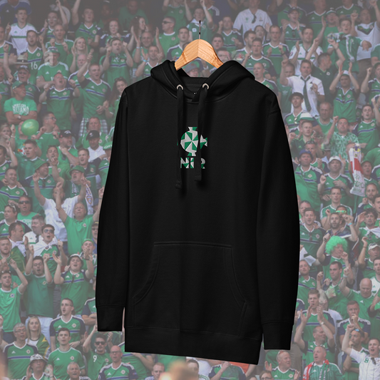 Northern Ireland NIR Embroidered Hoodie. St Etienne Green