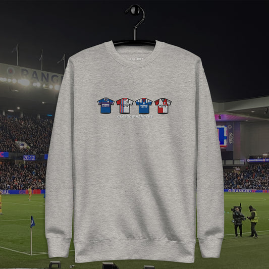 Glasgow Rangers Retro Kit. Embroidered Sweatshirt