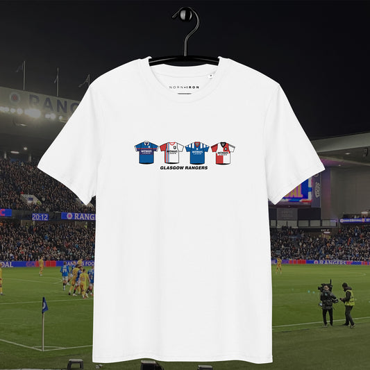 Glasgow Rangers Retro Kit. Printed T-Shirt