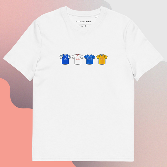 Dungannon Swifts Home & Away Retro Kit. Printed T-Shirt