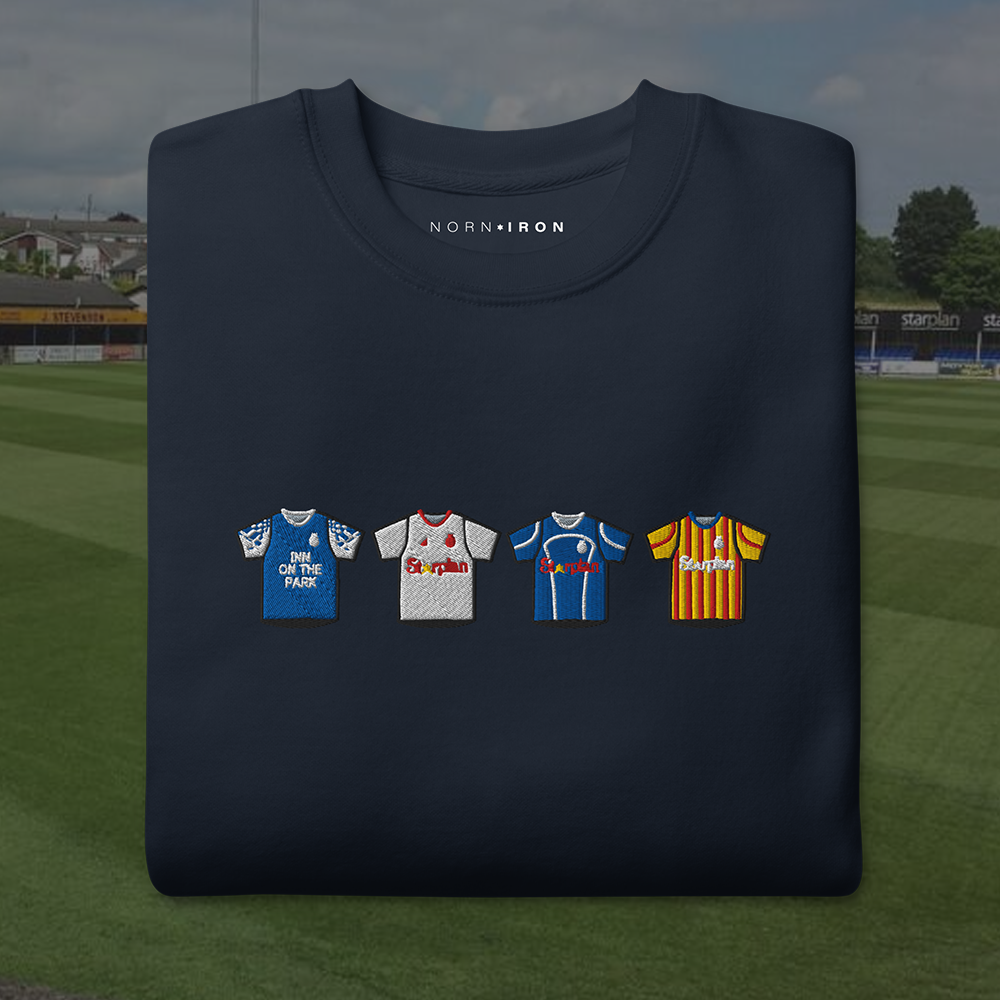 Dungannon Swifts Home & Away Retro Kit. Embroidered Sweatshirt