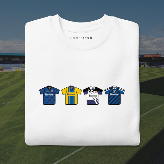 Glenavon Home & Away Retro Kit. Print TSirt