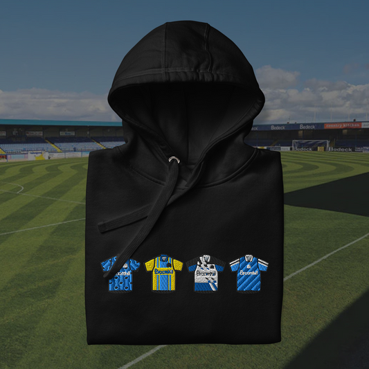 Glenavon Home & Away Retro Kit. Embroidered Hoodie