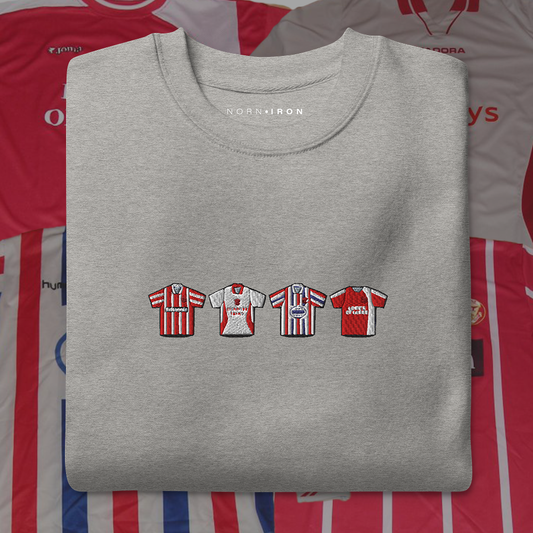 Larne Home & Away Retro Kits. Embroidered Sweatshirt