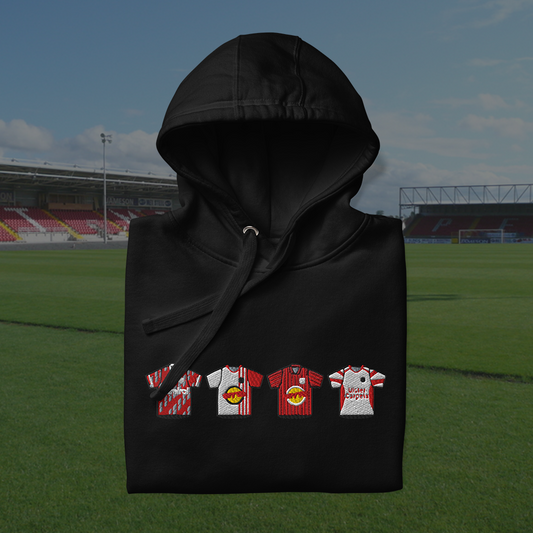 Portadown Home & Away Retro Kits. Embroidered Hoodie