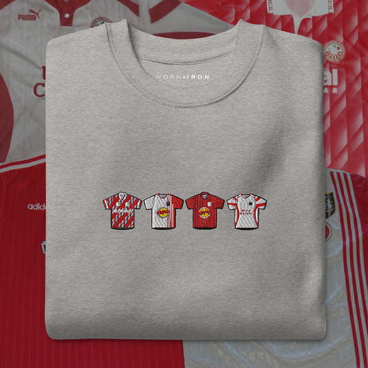 Portadown Home & Away Retro Kits. Embroidered Sweatshirt