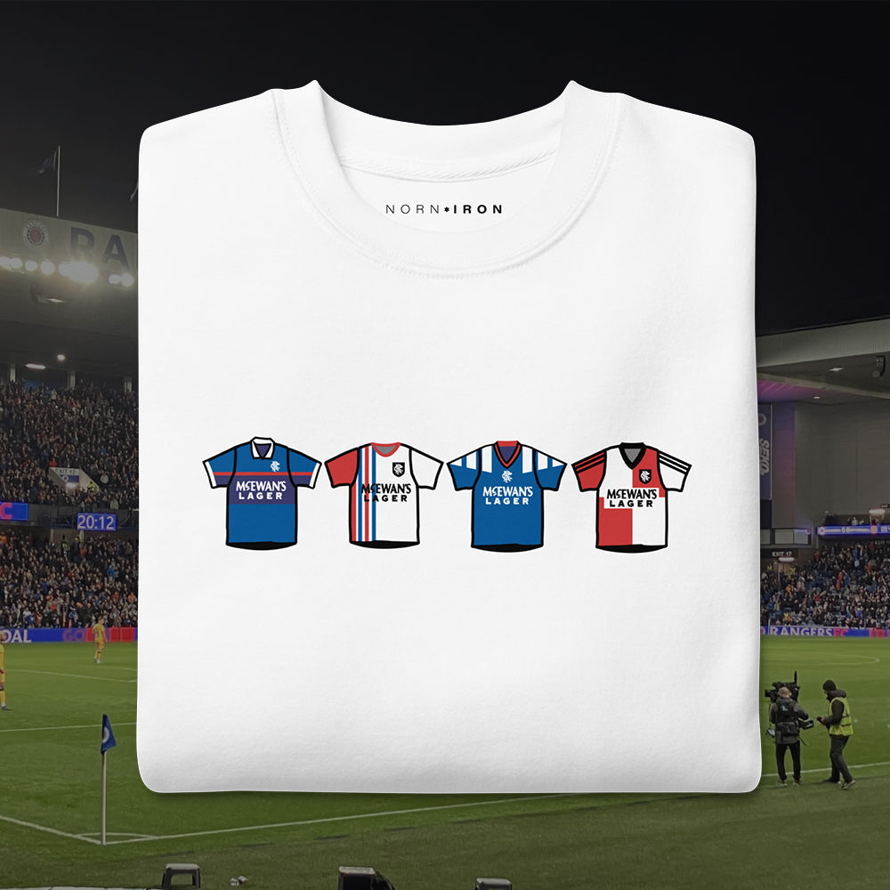 Glasgow Rangers Retro Kit. Printed T-Shirt