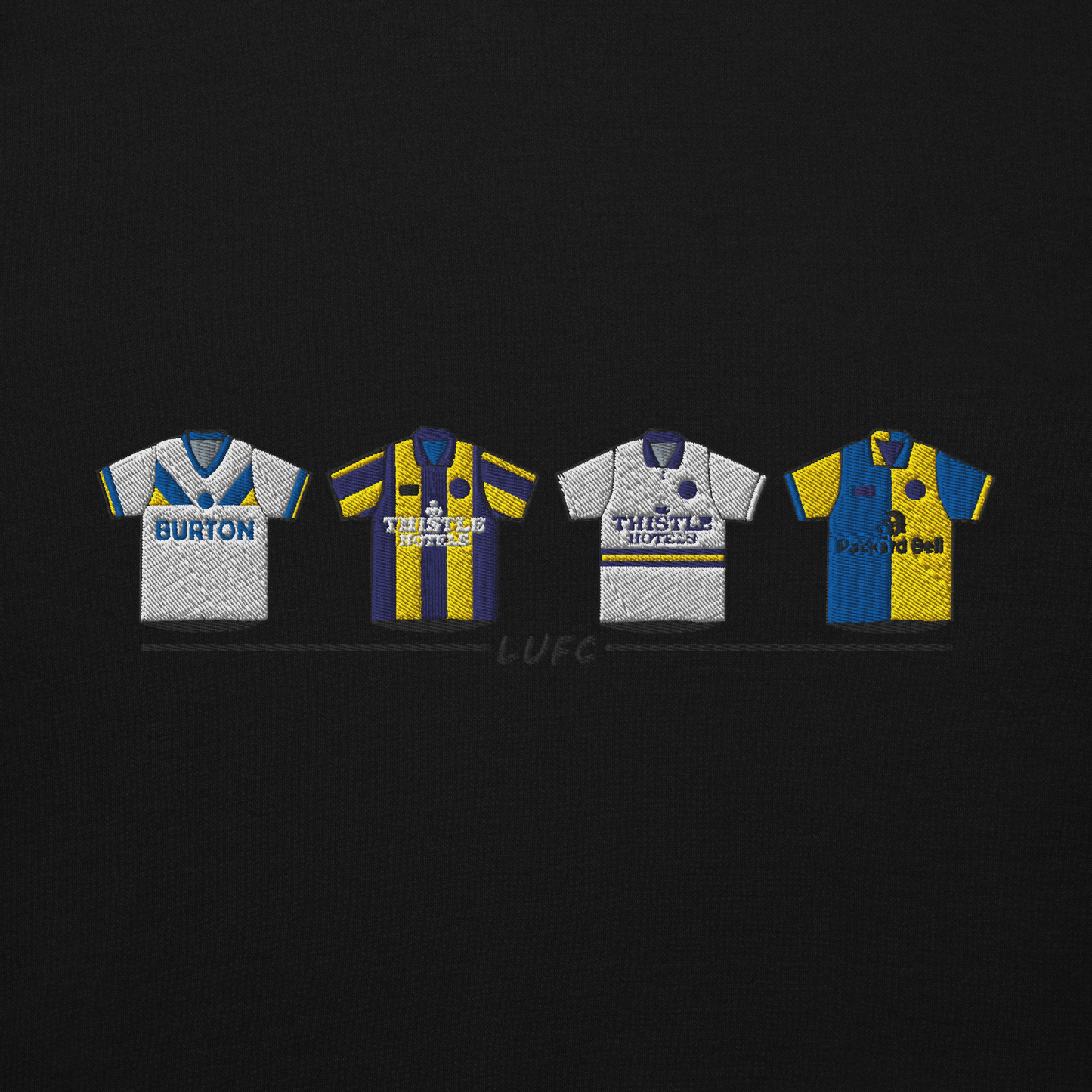 Leeds United Retro Kit. Embroidered Hoodie