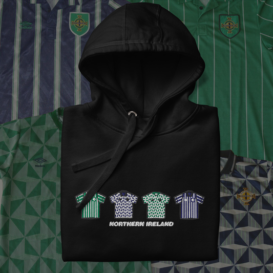 Northern Ireland Classic Shirts. Home & Away Embroidered Hoodie