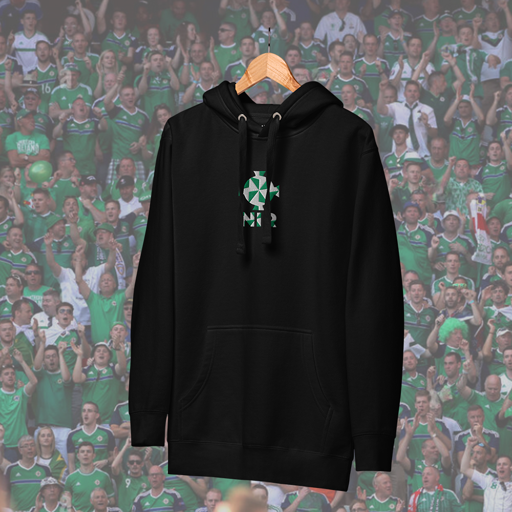 Northern Ireland NIR Embroidered Hoodie. St Etienne Green