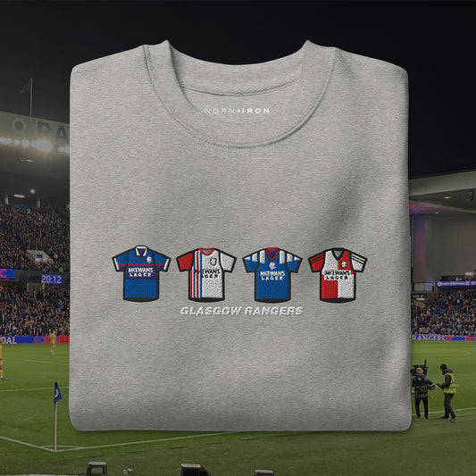 Glasgow Rangers Retro Kit. Embroidered Sweatshirt