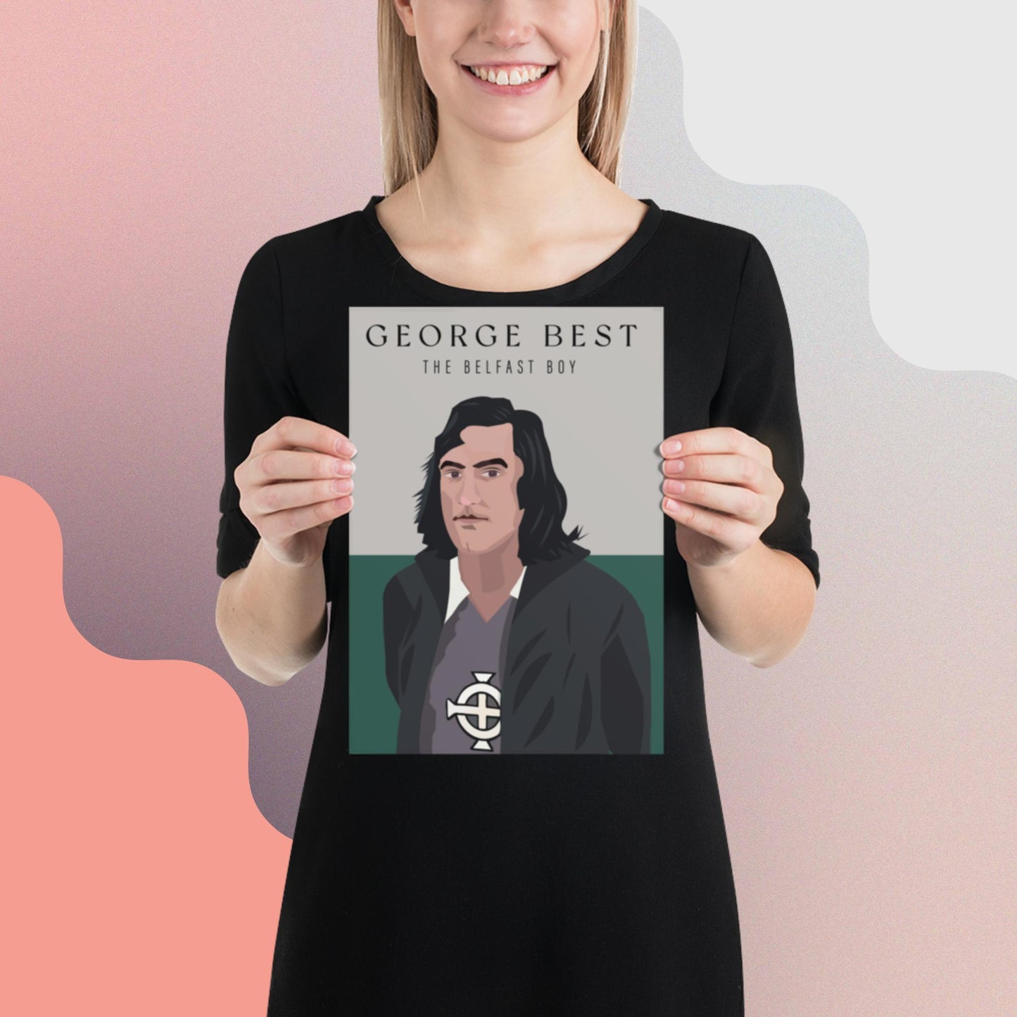 George Best in Black Art Print.