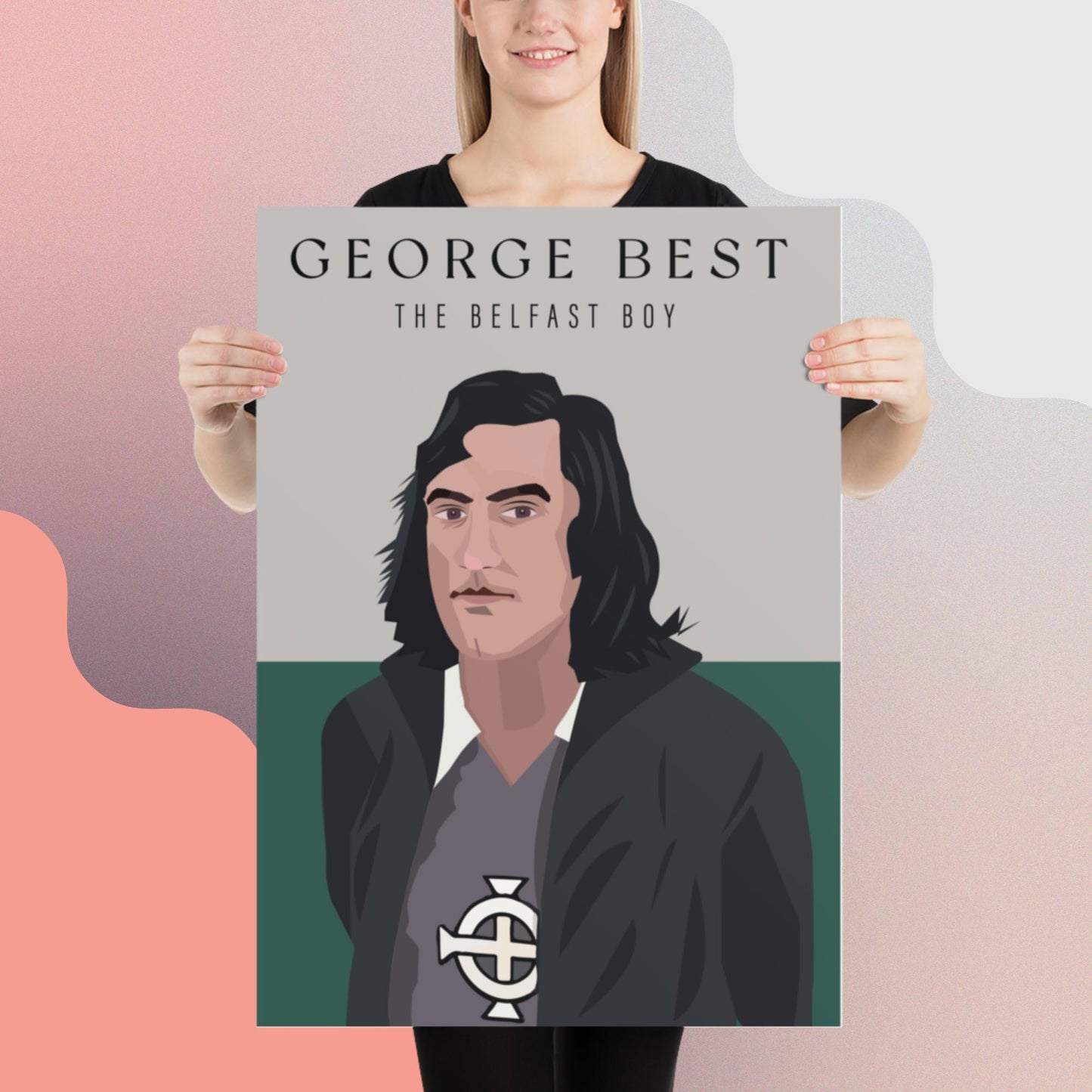 George Best in Black Art Print.