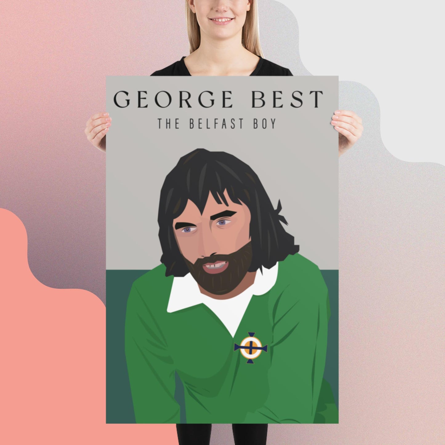 George Best in Green Art Print.