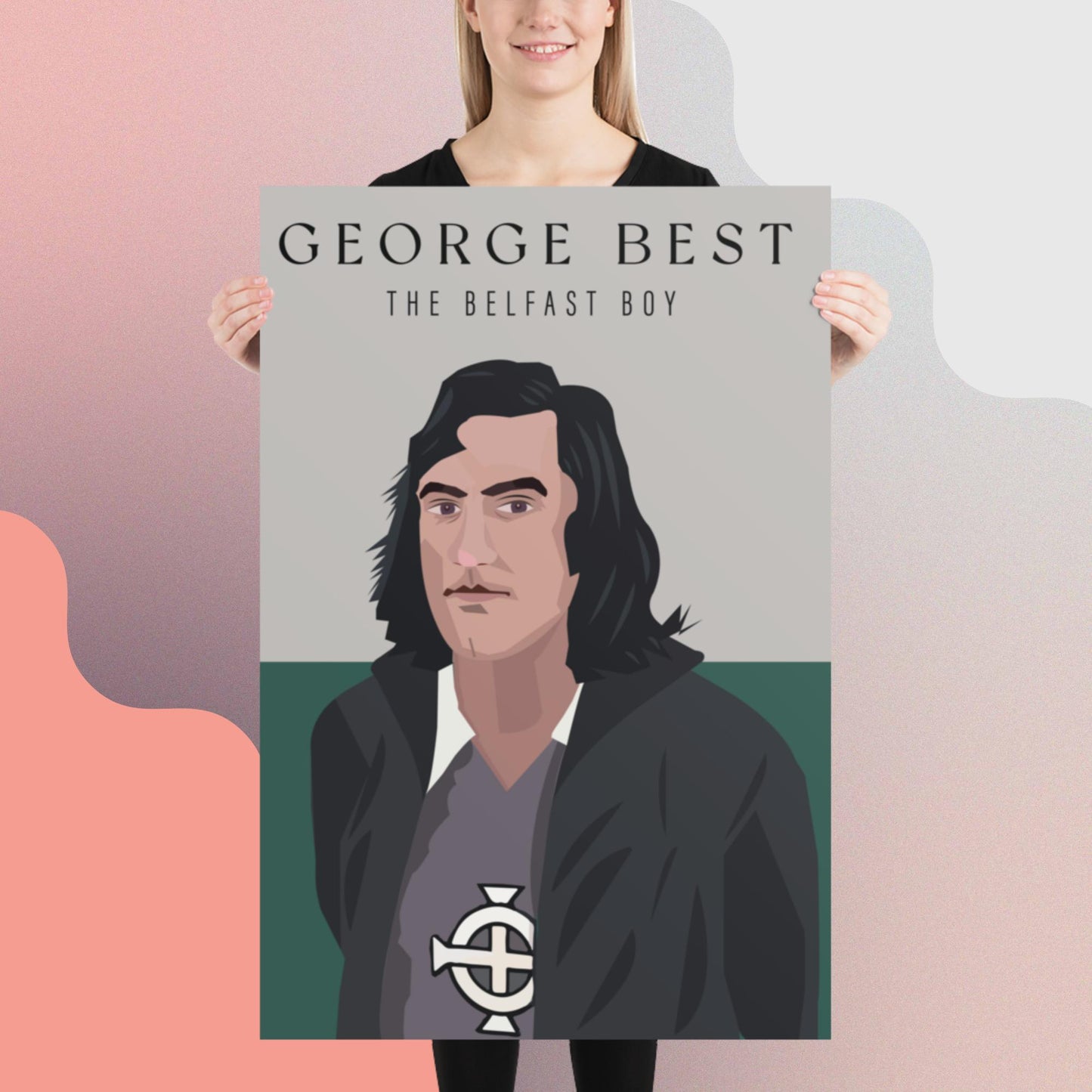 George Best in Black Art Print.