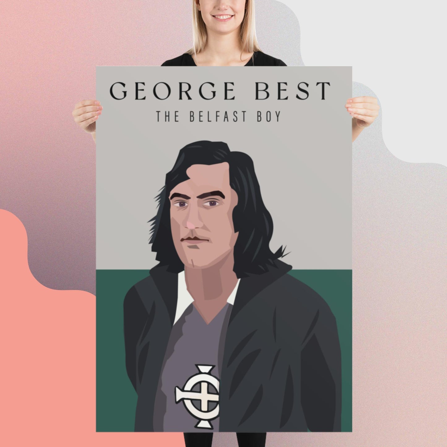 George Best in Black Art Print.